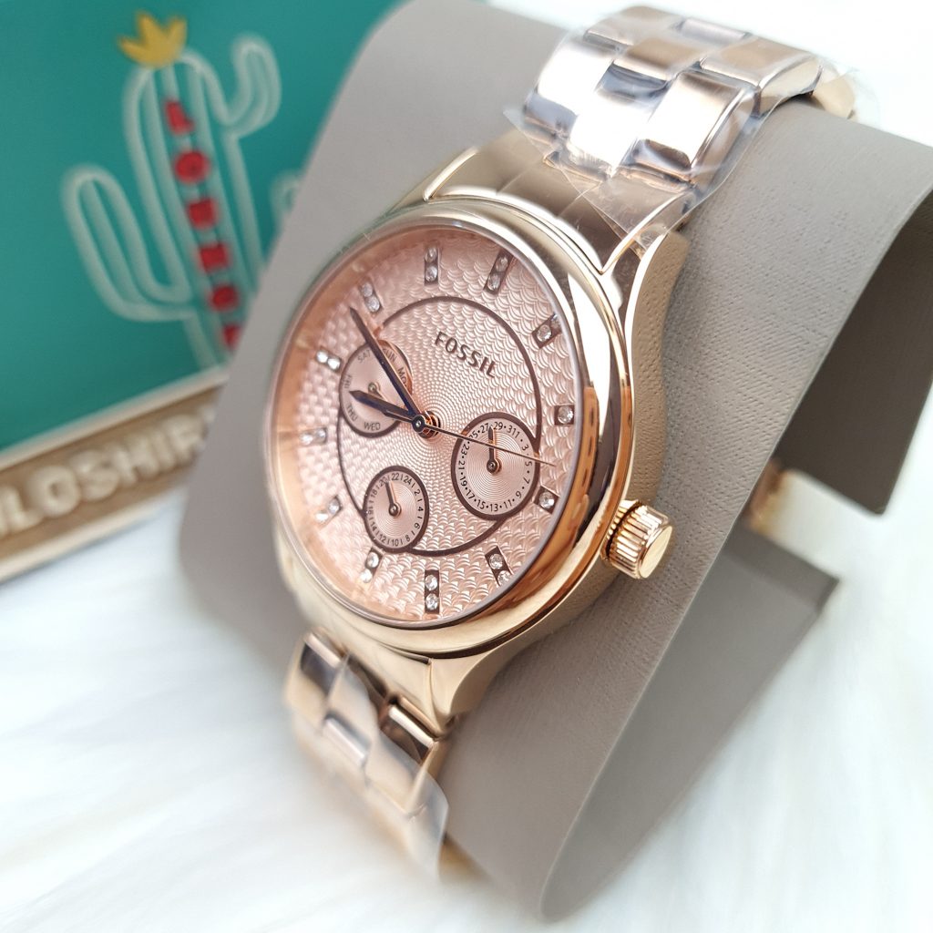 Modern Sophisticate Multifunction Rose Gold Tone Stainless Steel Watch